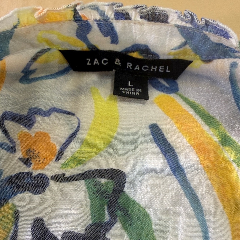 Zac & Rachel long sleeve button down top a watercolor floral print large - Picture 8 of 9